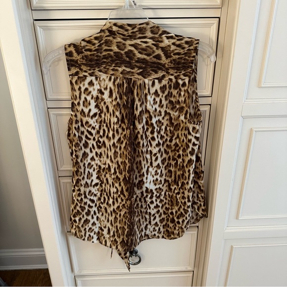 J. CREW LEOPARD PRINT TIE NECK SLEEVELESS TOP SIZE XS - Picture 5 of 10